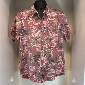 Floral Print Men's Shirt - Pink and Green